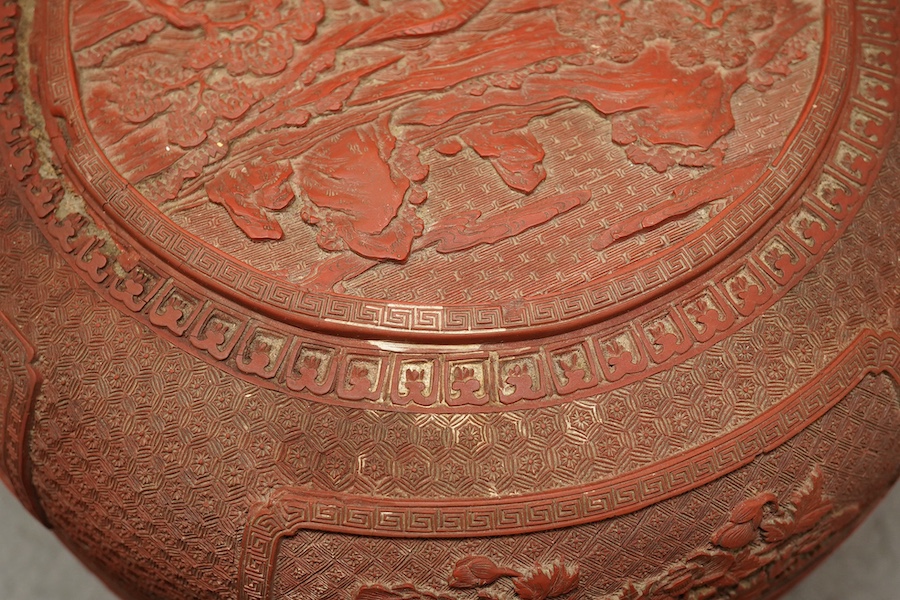 A Chinese cinnabar lacquer box and cover, 18th/19th century